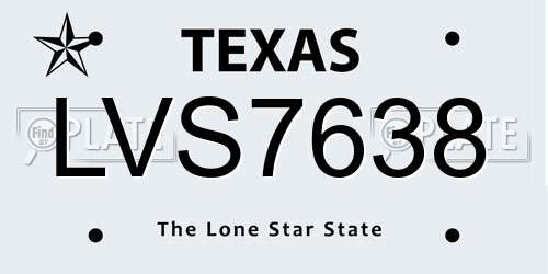 LVS7638 Texas License Plate