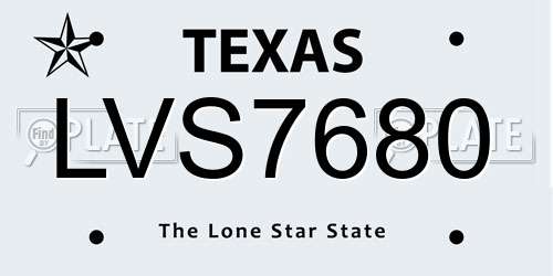 LVS7680 Texas License Plate