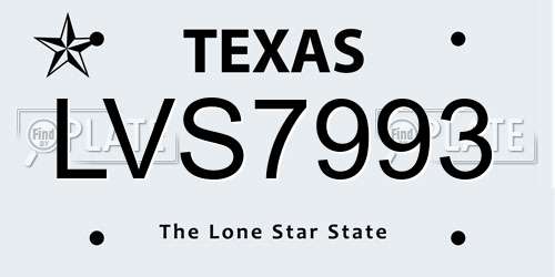 LVS7993 Texas License Plate