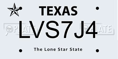 LVS7J4 Texas License Plate