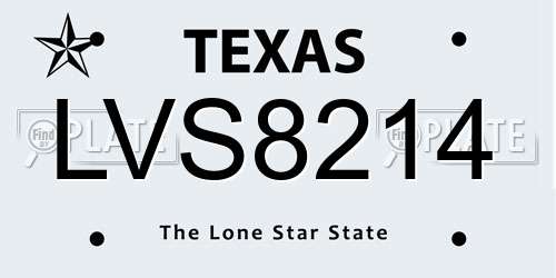 LVS8214 Texas License Plate