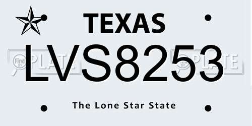 LVS8253 Texas License Plate