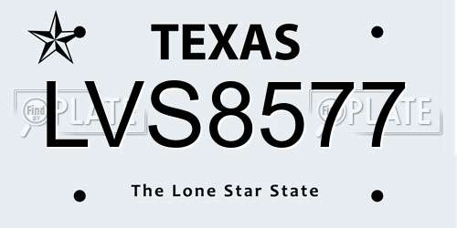 LVS8577 Texas License Plate