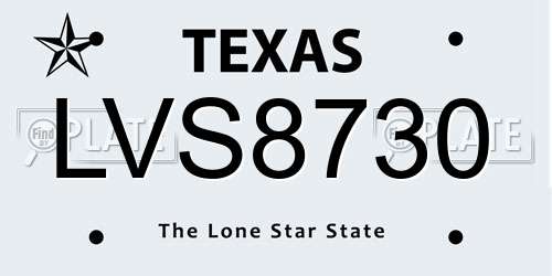 LVS8730 Texas License Plate