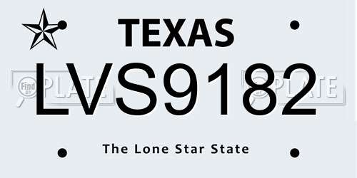 LVS9182 Texas License Plate