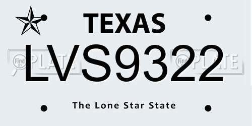 LVS9322 Texas License Plate