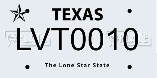 LVT0010 Texas License Plate
