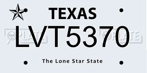 LVT5370 Texas License Plate