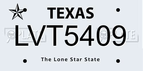 LVT5409 Texas License Plate