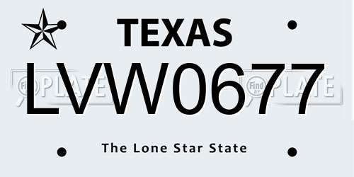 LVW0677 Texas License Plate