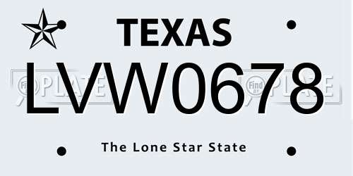 LVW0678 Texas License Plate