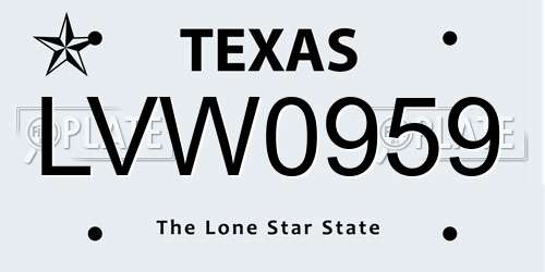 LVW0959 Texas License Plate
