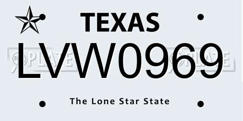 LVW0969 Texas License Plate