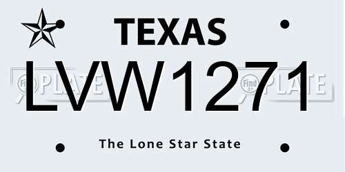 LVW1271 Texas License Plate