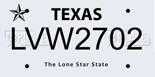 LVW2702 Texas License Plate