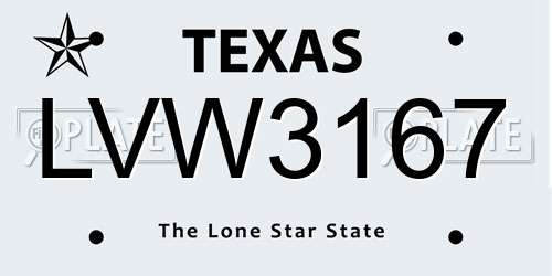 LVW3167 Texas License Plate