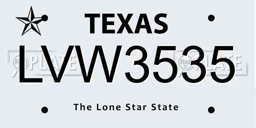 LVW3535 Texas License Plate