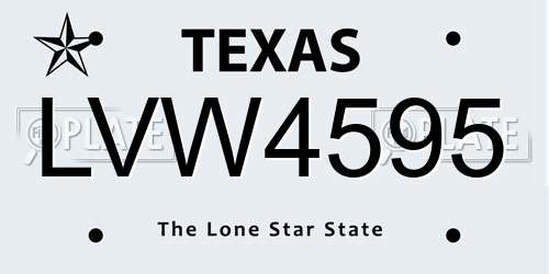 LVW4595 Texas License Plate