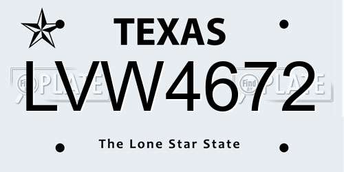 LVW4672 Texas License Plate