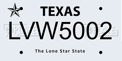 LVW5002 Texas License Plate