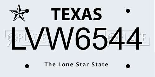 LVW6544 Texas License Plate
