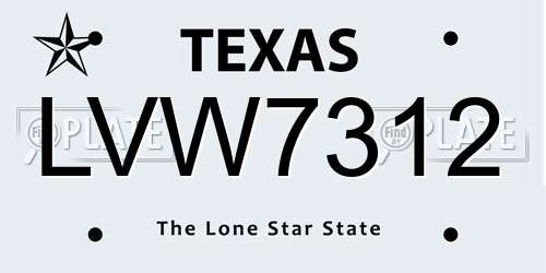 LVW7312 Texas License Plate