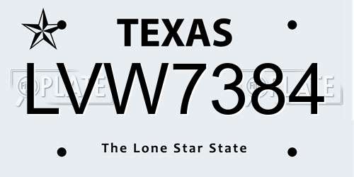 LVW7384 Texas License Plate
