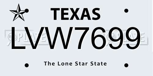 LVW7699 Texas License Plate