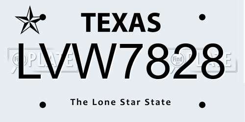 LVW7828 Texas License Plate