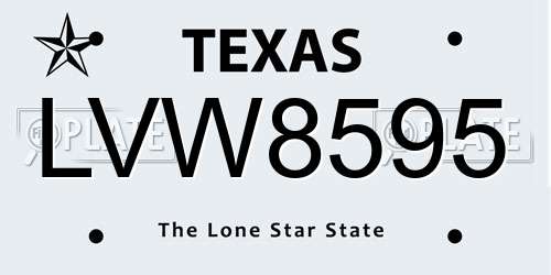 LVW8595 Texas License Plate