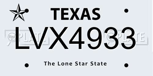 LVX4933 Texas License Plate