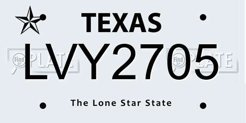LVY2705 Texas License Plate
