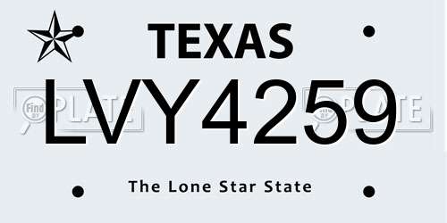 LVY4259 Texas License Plate