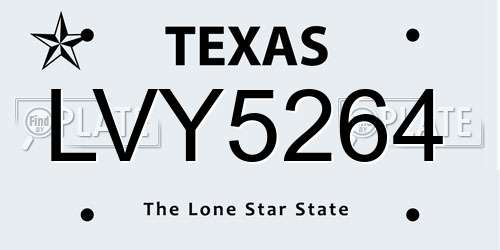 LVY5264 Texas License Plate
