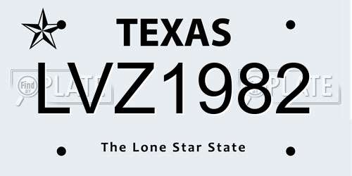 LVZ1982 Texas License Plate