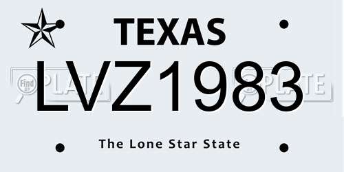 LVZ1983 Texas License Plate