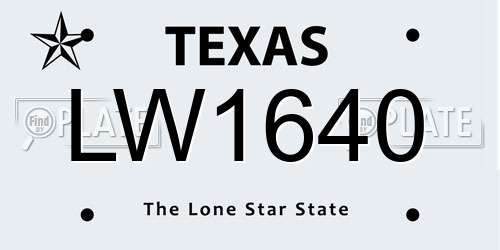 LW1640 Texas License Plate