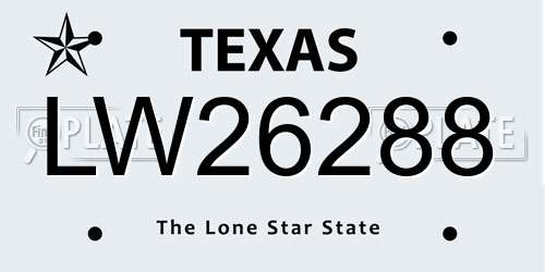 LW26288 Texas License Plate