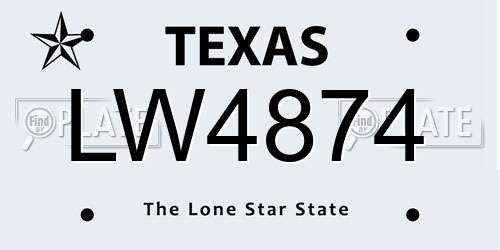 LW4874 Texas License Plate