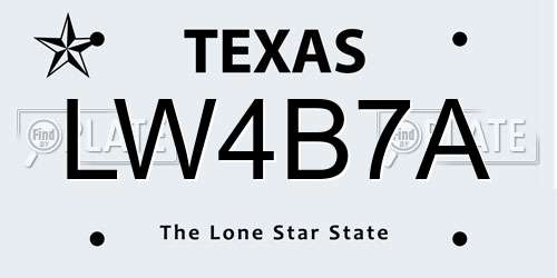 LW4B7A Texas License Plate