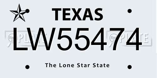 LW55474 Texas License Plate