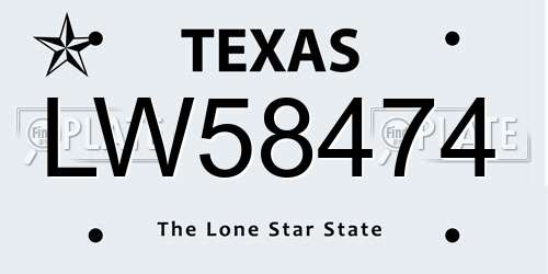 LW58474 Texas License Plate