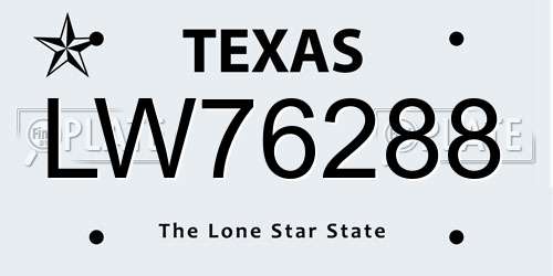 LW76288 Texas License Plate