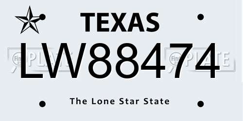 LW88474 Texas License Plate
