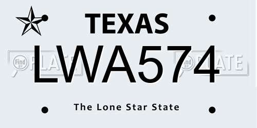 LWA574 Texas License Plate