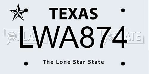 LWA874 Texas License Plate