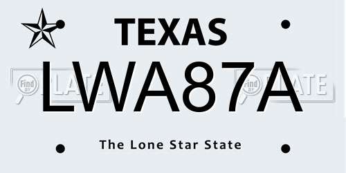 LWA87A Texas License Plate