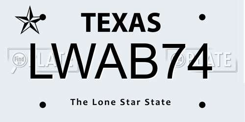 LWAB74 Texas License Plate