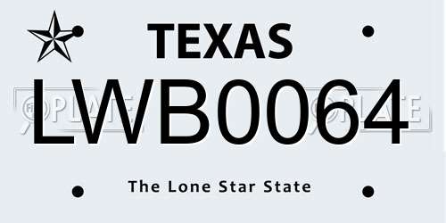 LWB0064 Texas License Plate