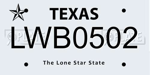 LWB0502 Texas License Plate